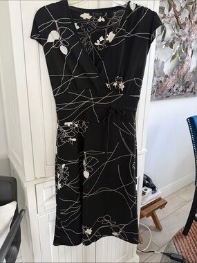 B Darlin Black & White Floral Wrap-Style dress